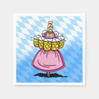 Bavarian diamantmönster tecknad servitris ölmugg pappersservett