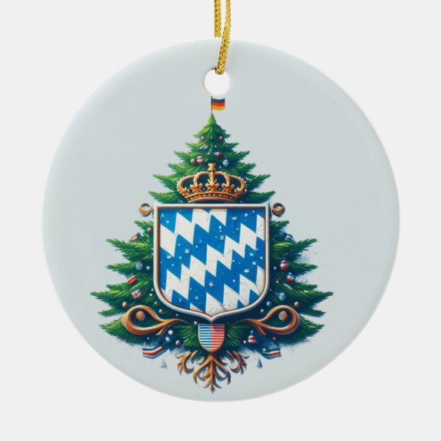 BAVARIAN FLAGGA INSPIRED JULGRANSPRYDNAD KERAMIK (Framsidan)