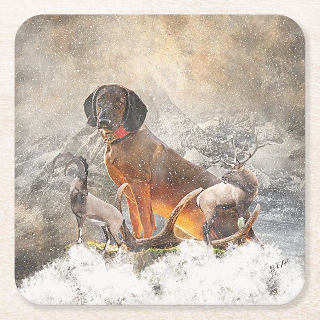 Bavarian Mountain Hound, Art Underlägg Papper Kvadrat (Framsidan)