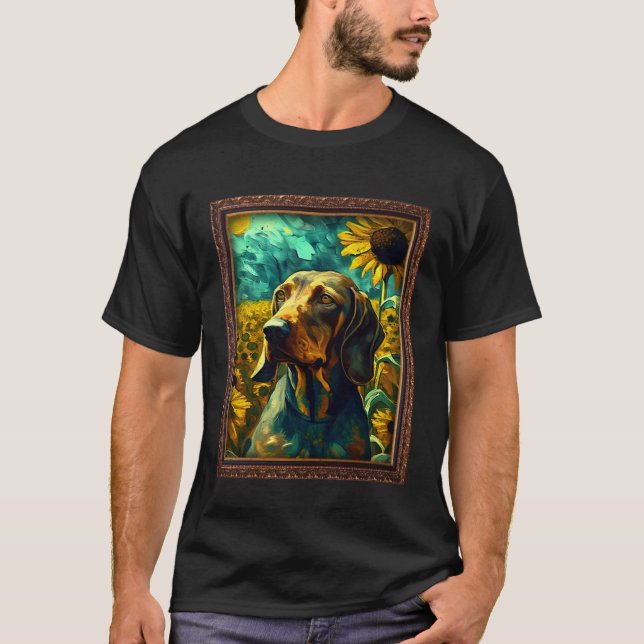 Bavarian Mountain Scent Hound Painting Sunflower F T Shirt (Framsida)