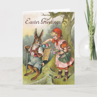 Bavarian Påskhare Eggs Victorian Girl Card Helgkort