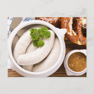 Bavarian weisswurst frukost vykort