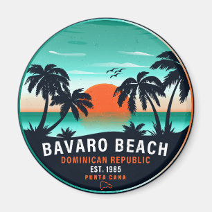 Bavaro Beach Dominican Retro Sunset Souvenir 60-ta Magnet