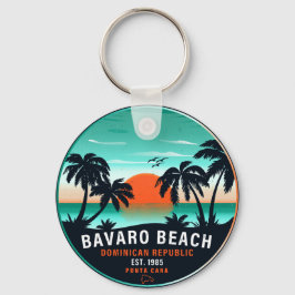 Bavaro Beach Dominican Retro Sunset Souvenir 60-ta Nyckelring