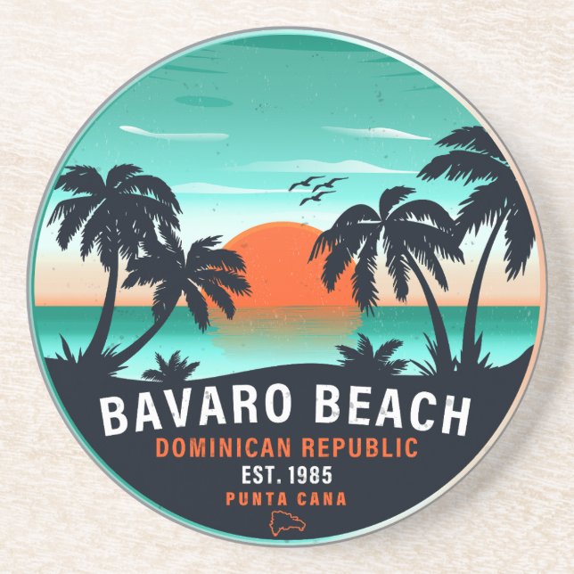 Bavaro Beach Dominican Retro Sunset Souvenir 60-ta Underlägg (Framsidan)