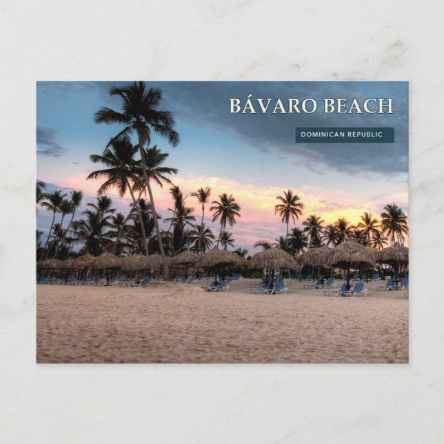Bávaro-stranden vid solnedgång vykort (Framsida)