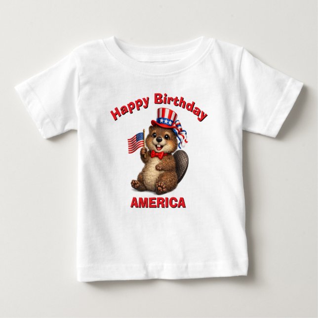 Bäver (5t) Patriotisk Barn T-Shirt (Framsida)