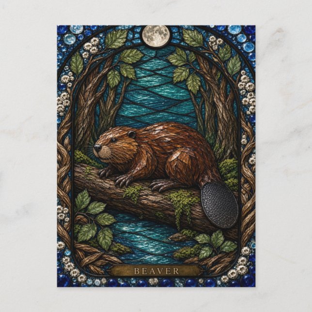 Bäver, Alblad Glasmosaik Vykort (Framsida)