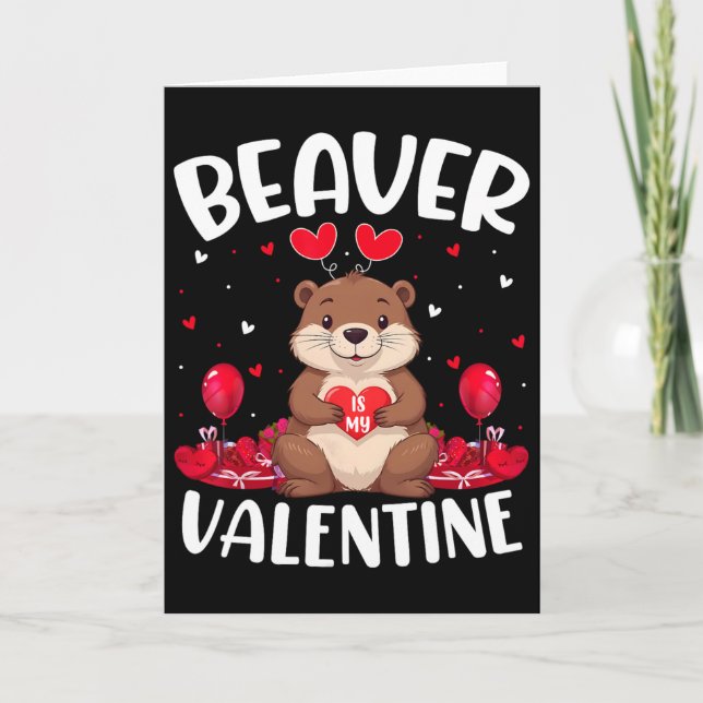 Bäver Är Min Valentin Älskar Hjärtan Bäver Valenti Kort (Framsida)