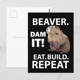 Bäver Ät Bygg Upprepa Roligt Vykort