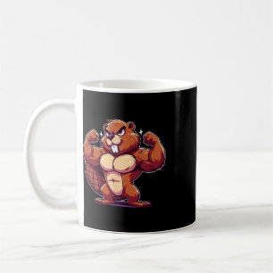 Bäver Flexande Muskler Fan Älskare Bodybuilding Gy Kaffemugg
