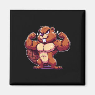 Bäver Flexar Muskler Fan Älskare Bodybuilding Gym Magnet