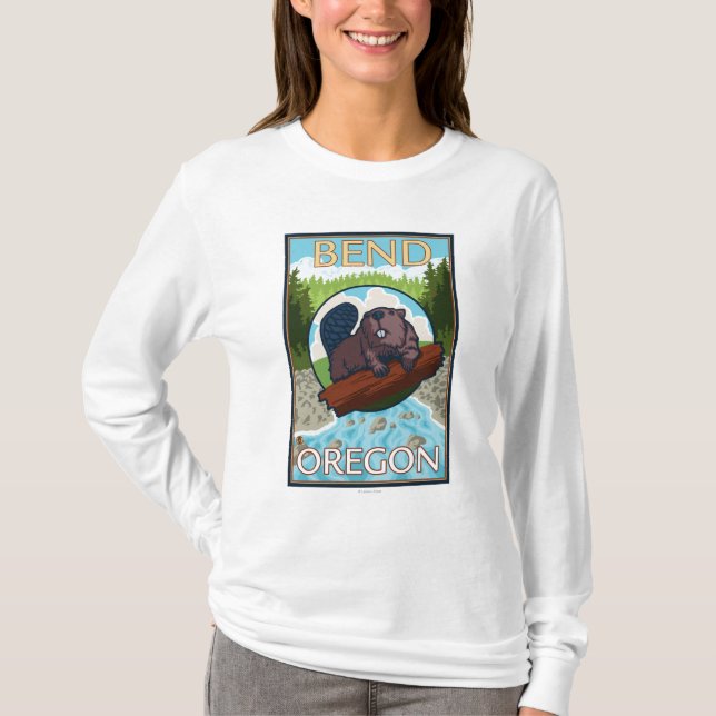 Bäver & flod - krökning, Oregon Tee (Framsida)