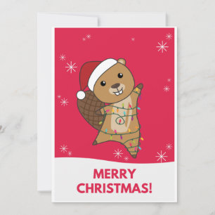 Bäver Glad jul Vinterdjur Bävrar Julkort