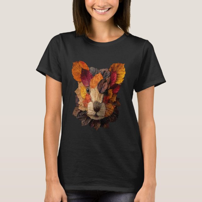 Bäver Höst Löv Djur Konst Konstnärlig Löv Fall T Shirt (Framsida)