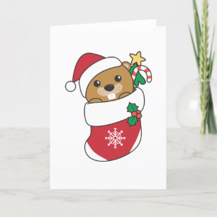 Bäver jul snö vinterdjur Bäver Helgkort