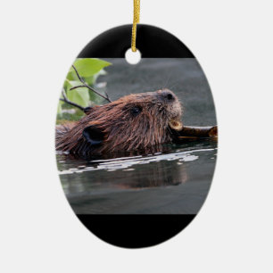 bäver julgransprydnad keramik