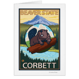 Bäver & Mt.-huva - Corbett, Oregon Hälsningskort