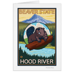 Bäver & Mt.-huva - Hood River, Oregon Hälsningskort
