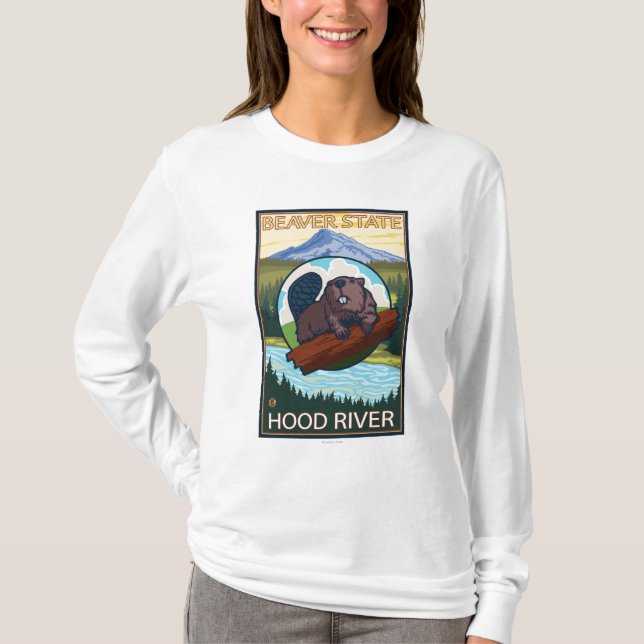Bäver & Mt.-huva - Hood River, Oregon Tee (Framsida)