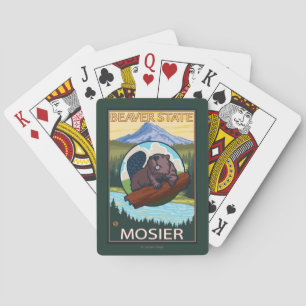 Bäver & Mt.-huva - Mosier, Oregon Casinokort