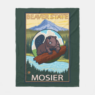 Bäver & Mt.-huva - Mosier, Oregon Fleecefilt