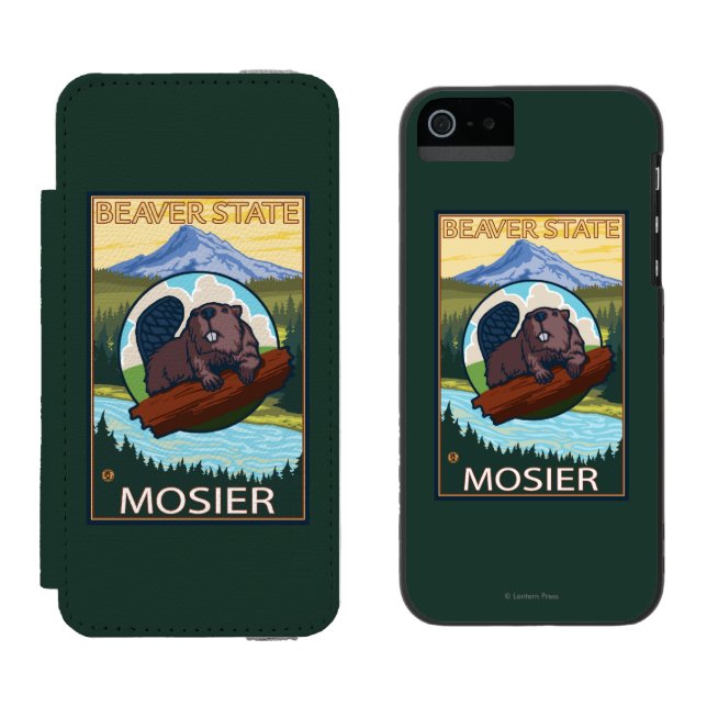 Bäver & Mt.-huva - Mosier, Oregon Incipio iPhone Wallet Skal (Sida vid Sida)