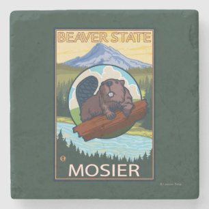 Bäver & Mt.-huva - Mosier, Oregon Stenunderlägg