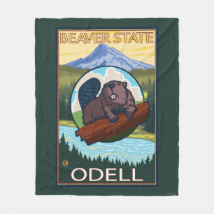 Bäver & Mt.-huva - Odell, Oregon Fleecefilt