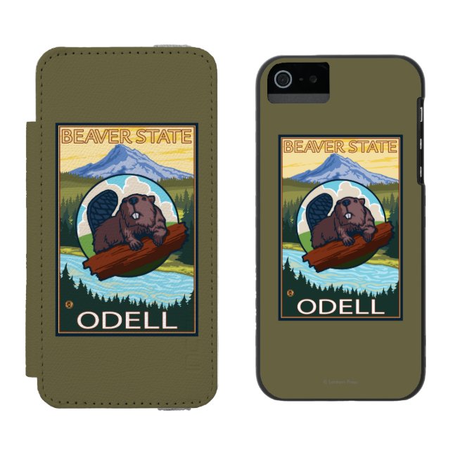 Bäver & Mt.-huva - Odell, Oregon Incipio iPhone Wallet Skal (Sida vid Sida)