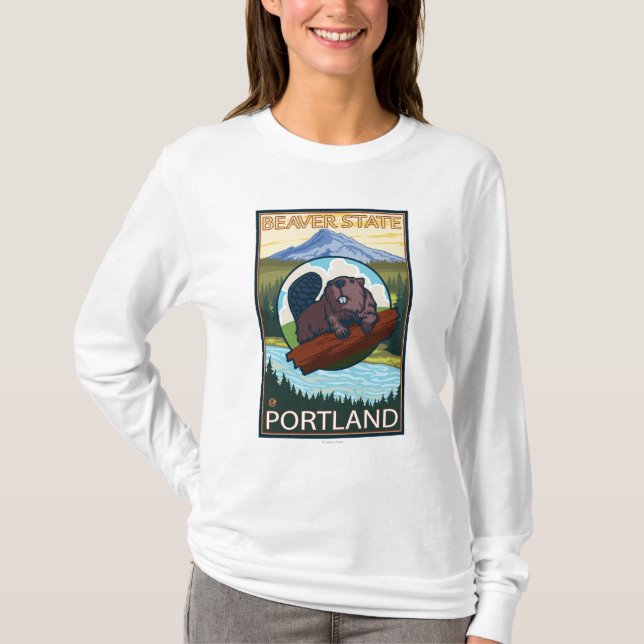Bäver & Mt.-huva - Portland, Oregon Tee (Framsida)