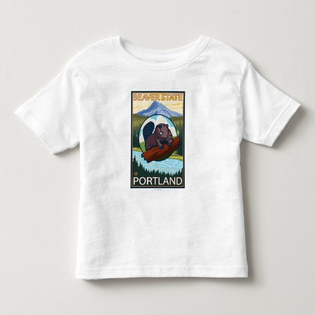 Bäver & Mt.-huva - Portland, Oregon Tee Shirt (Framsida)