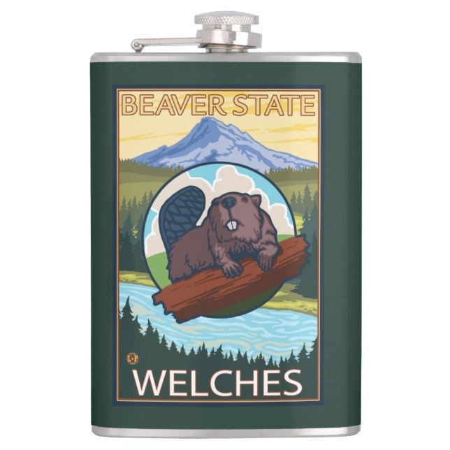 Bäver & Mt.-huva - Welches, Oregon Fickplunta (Framsidan)