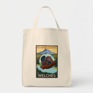 Bäver & Mt.-huva - Welches, Oregon Tygkasse