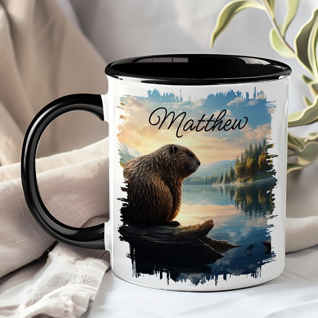 Bäver På Stock Uppgång Wilderness Mugg (Skapare uppladdad)