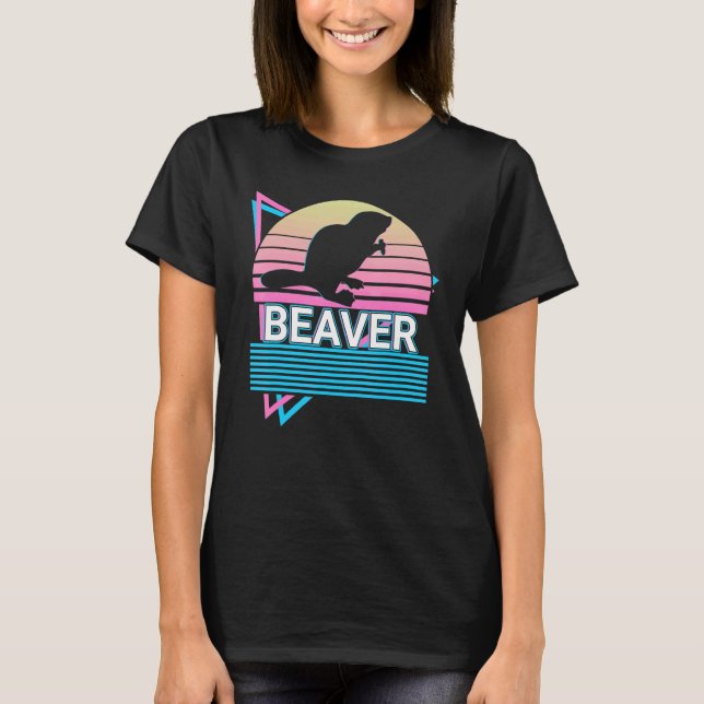 Bäver Retro T Shirt (Framsida)