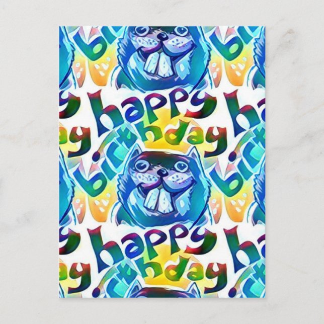 bäver säger grattis på födelsedagen vykort (Framsida)