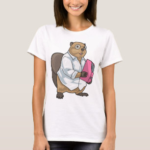 Bäver Sekreterare Mapp Kontor T Shirt