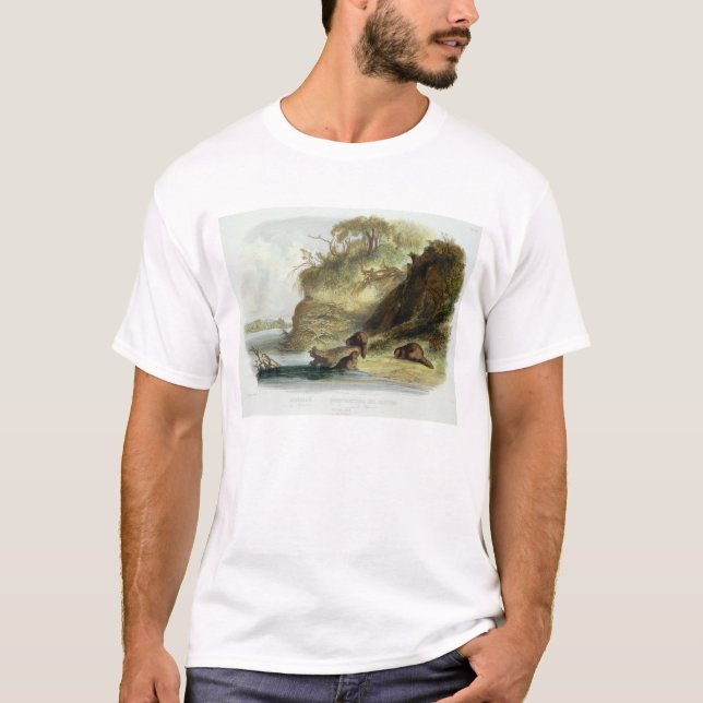 Bäver som förlägga i barack på Missouri, pläterar T-shirt (Framsida)