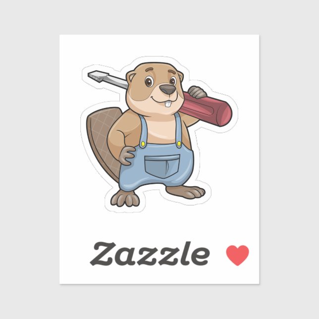 Bäver som hantverkare med skiftnyckel klistermärken (Ark)