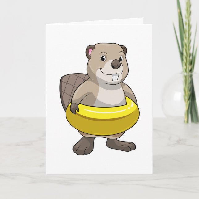 Bäver som simmar med simring kort (Framsida)