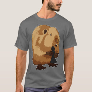 Bäver vid schack med schackpjäs biskop t shirt