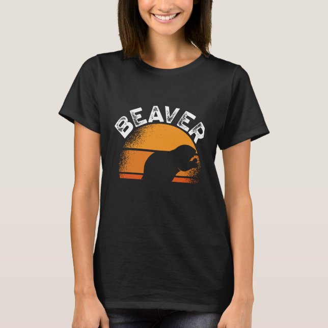 Bäver Viskare Baktryck Bäver T Shirt (Framsida)