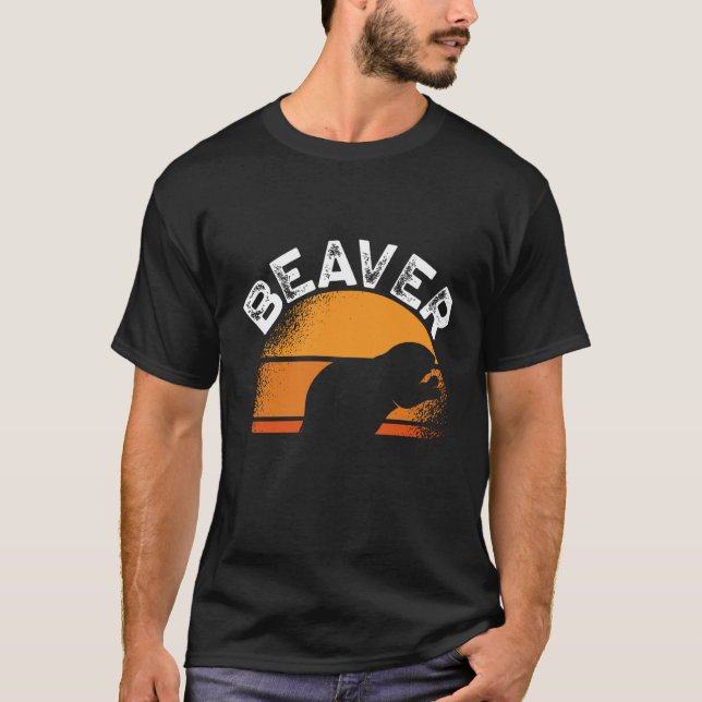 Bäver Viskare Baktryck Bäver T Shirt (Framsida)