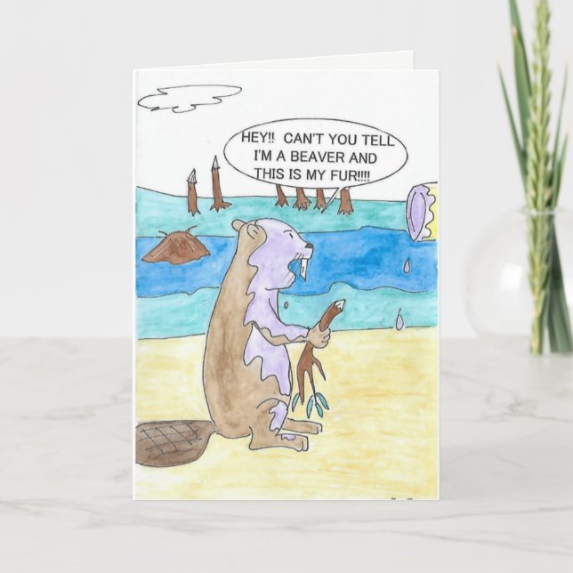 Bäver vs målar födelsedagkortet kort (Framsida)