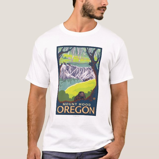 Bäverfamilj - monteringshuva, Oregon Tee (Framsida)
