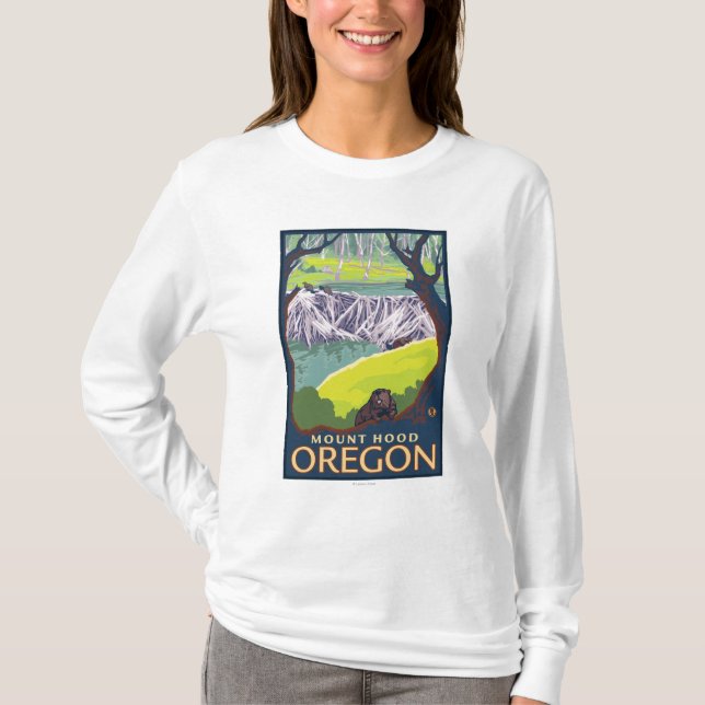 Bäverfamilj - monteringshuva, Oregon Tee Shirt (Framsida)