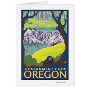 Bäverfamilj - regerings- läger, Oregon Hälsningskort