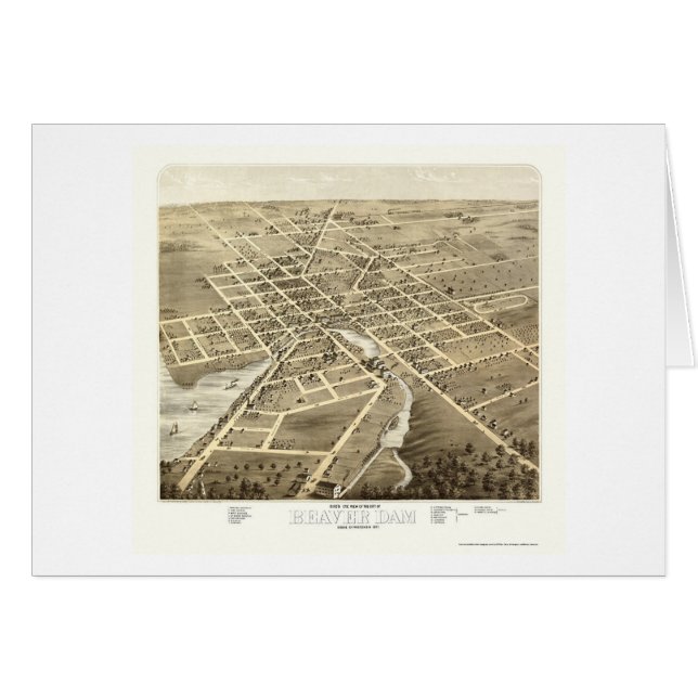 Bäverfördämning, panorama- karta för WI - 1867 Hälsningskort (Framsidan Horizontal)