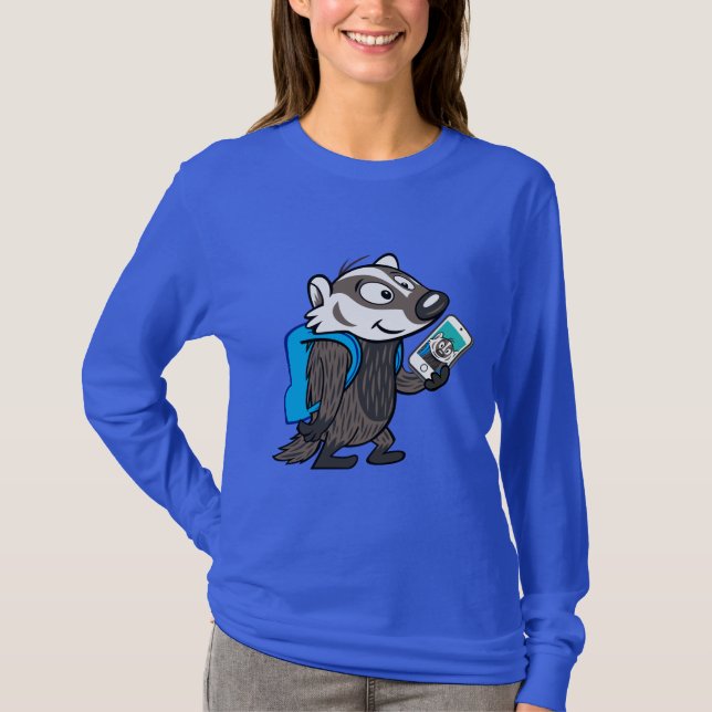 Bäverskinn Selfie för Boomer för Ricky Raccoon | T Shirt (Framsida)